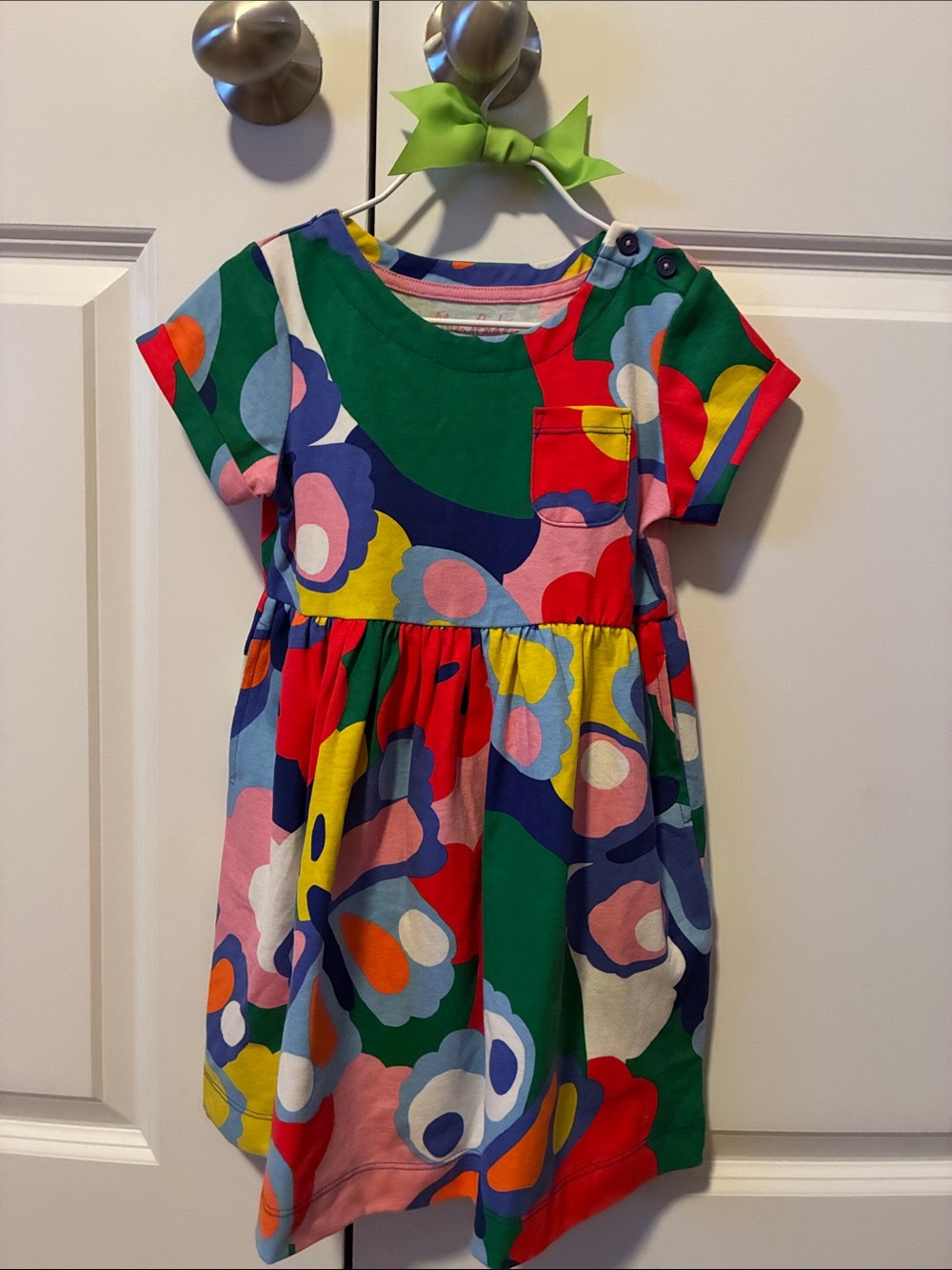 Mini Boden Green, Blue, Red & Yellow Floral Cotton Dress